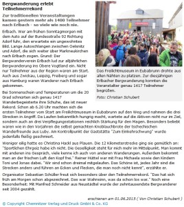 Bericht Freie Presse zur 36. Erlbacher Bergwanderung 2015